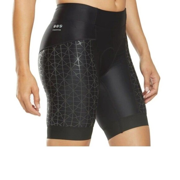 TYR 8" Competitor Tri-Shorts, Women's Size S, Black NEW MSRP $74.99 - Picture 1 of 3